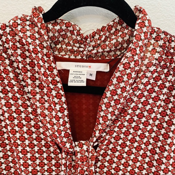 Studio M Lined Front Tie Peasant Blouse NWT - Picture 5 of 7